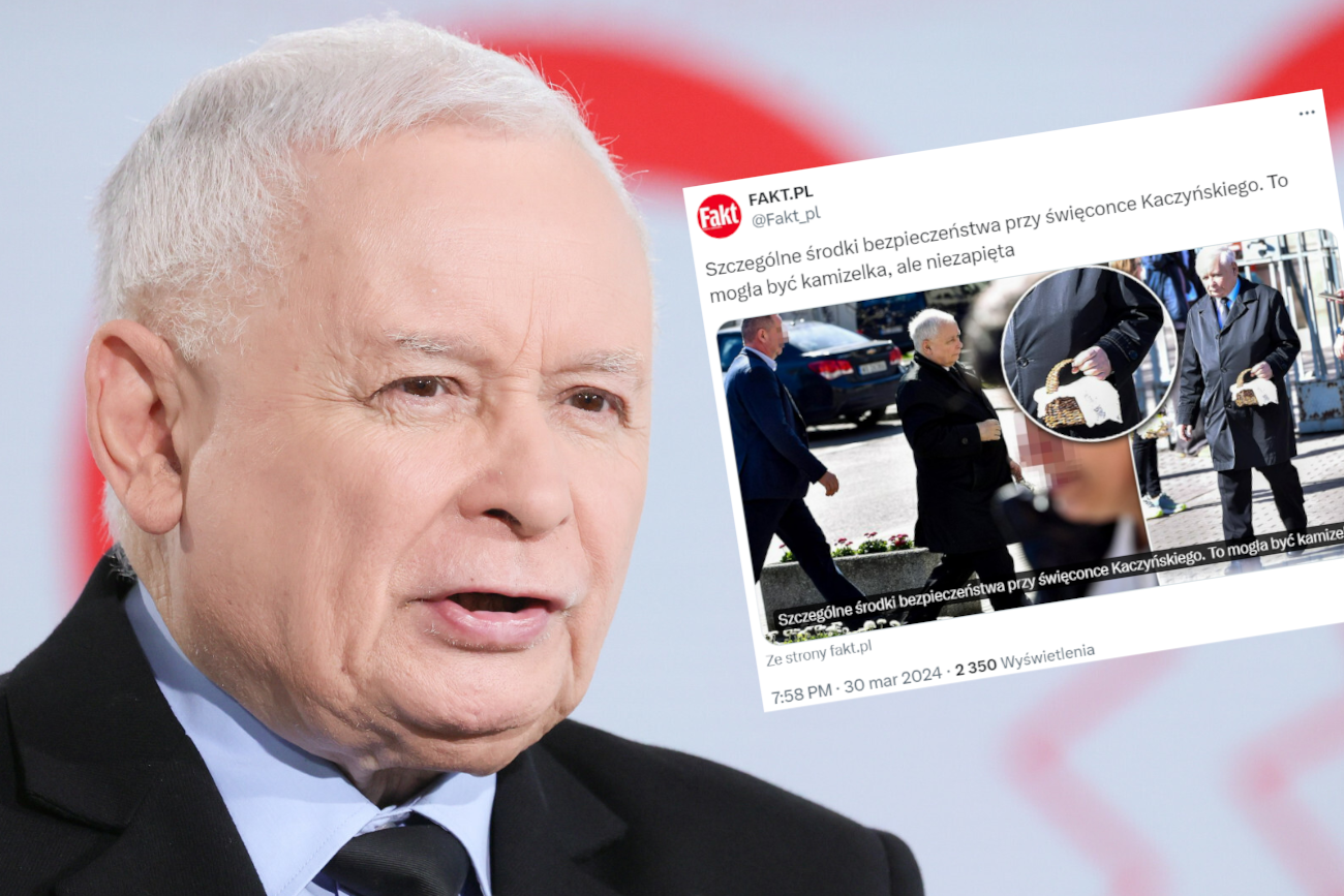 Tak Kaczyński poszedł święcić pokarm. Uwagę przykuł jego płaszcz.