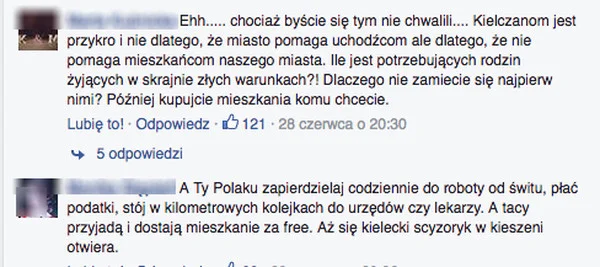 Komentarze na FB "Echa Dnia" – w podobnym tonie.