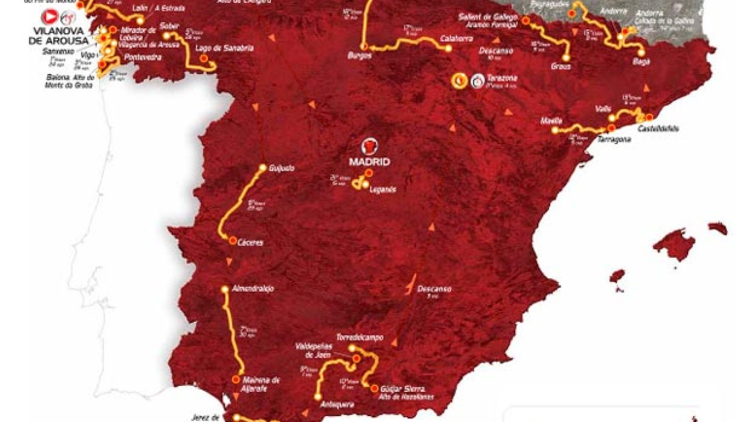 Trasa Vuelta a Espana 2013; 24 sierpnia - 15 września