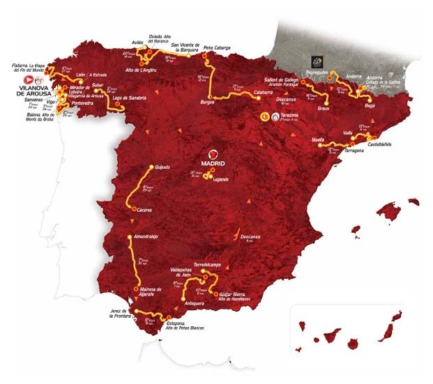 Trasa Vuelta a Espana 2013; 24 sierpnia - 15 września