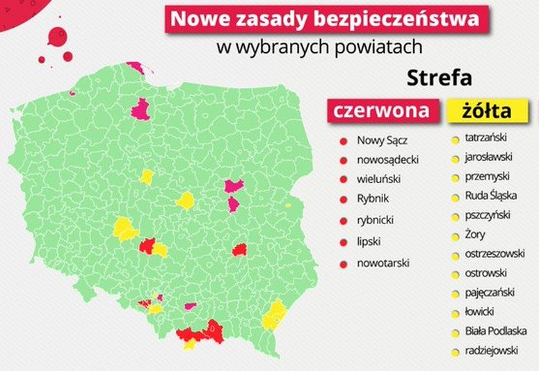 Koronawirus w Polsce – strefa czerwona i żółta 21 sierpnia 2020 [LISTA OBOSTRZEŃ]