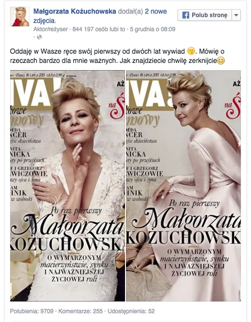 Aktorka w wywiadzie: ”Poddałam się naprotechnologii, metodzie, która indywidualnie podchodzi do każdej kobiety”.