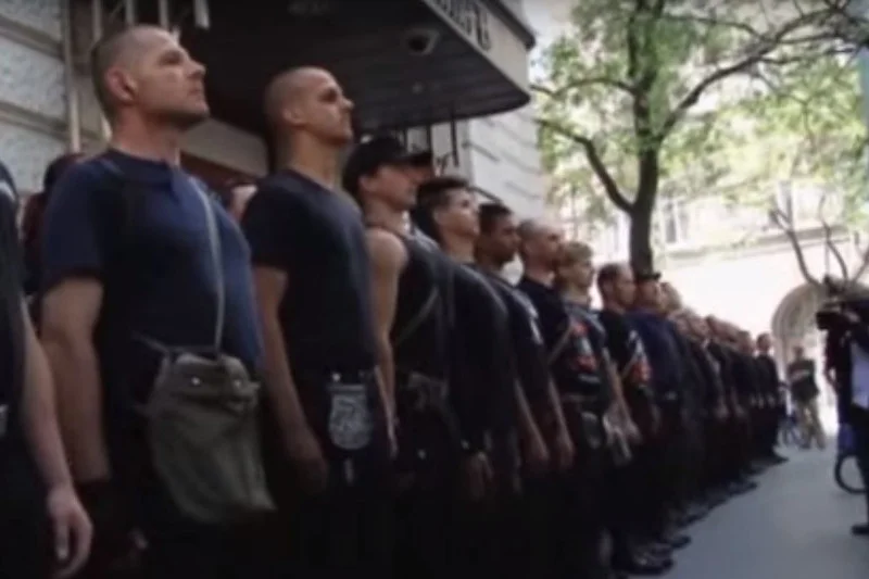 Członkowie Jobbiku podczas jednej z manifestacji.