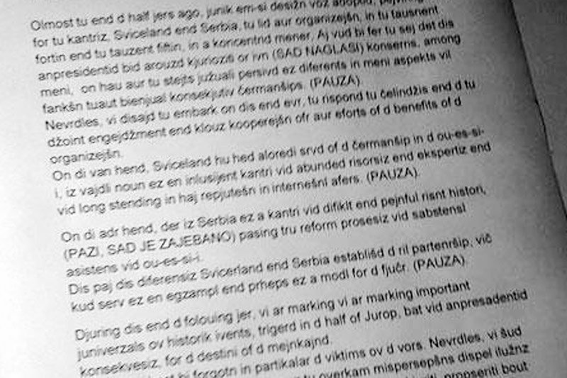 Taką angielszczyzną włada minister spraw zagranicznych Serbii...