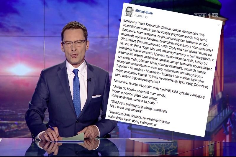 Maciej Stuhr zareagował na wczorajszy materiał w "Wiadomościach". Ostro.
