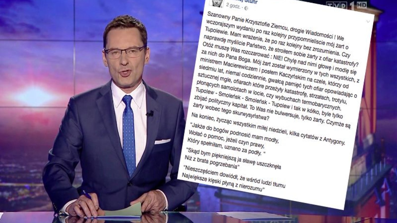 Maciej Stuhr zareagował na wczorajszy materiał w "Wiadomościach". Ostro.