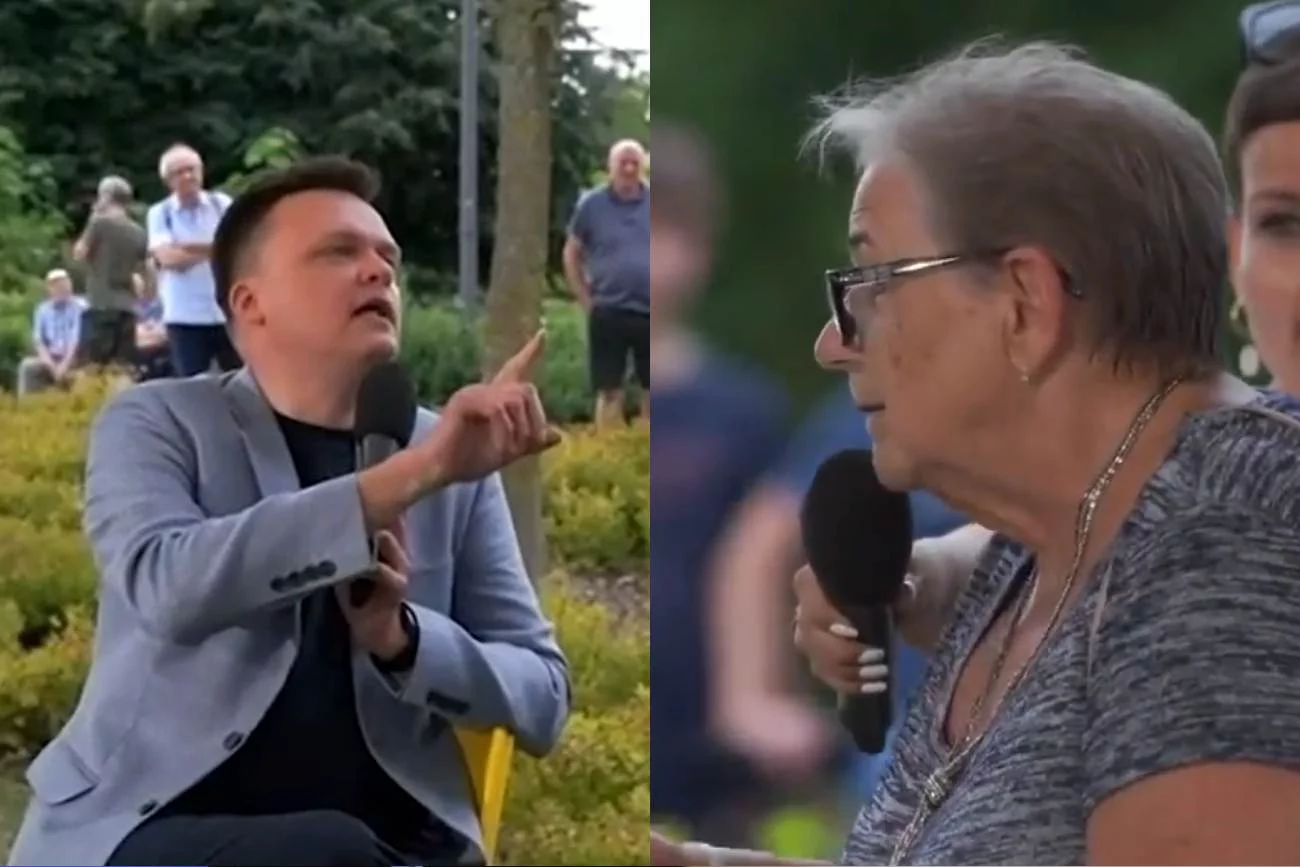 Szymon Hołownia i uczestniczka jego spotkania