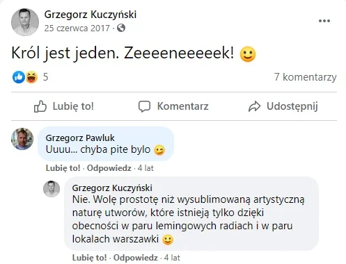Grzegorz Kuczyński jest fanem Zenka Martyniuka
