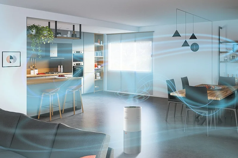Oczyszczacz Hoover 4w1 H-PURIFIER 700 wyposażony został w system nawiewu 360 stopni, który rozprowadza oczyszczone i przefiltrowane powietrze do każdego zakamarka domu