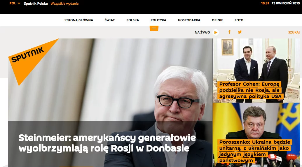 Zrzut ekranu strony internetowej pl.sputniknews.com