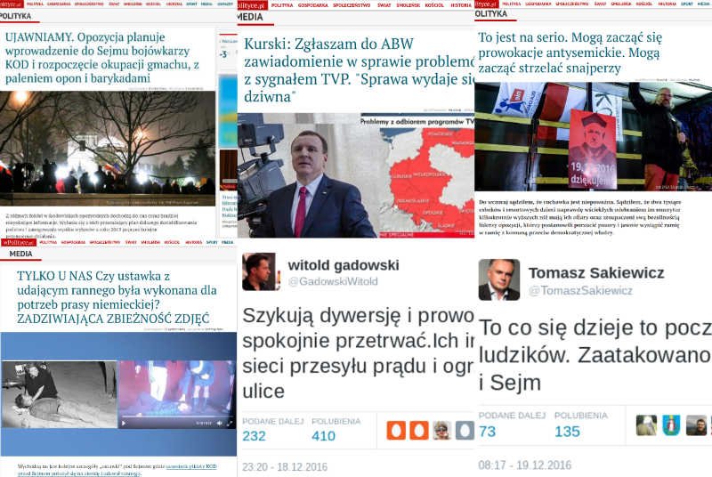 Prawica zawiodła się, bo demonstracje KOD są pokojowe. Dlatego sami piszą o planowanym ataku na Sejm.