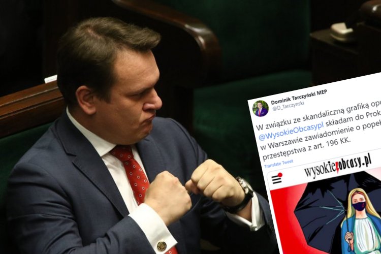 Europoseł Dominik Tarczyński jest oburzony okładką "Wysokich Obcasów"