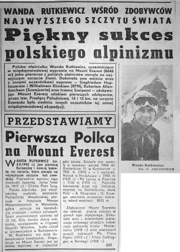 Światowa prasa o sukcesie wyprawy polskich himalaistek na Gaszerbrumy, kierowanej przez Wandę Rutkiewicz.