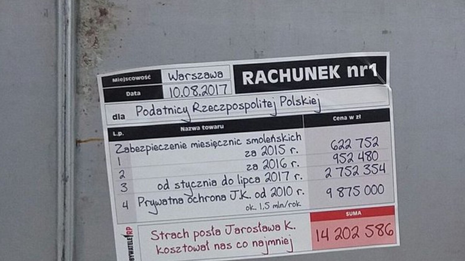 Wystawiono "rachunek za strach Jarosława Kaczyńskiego"