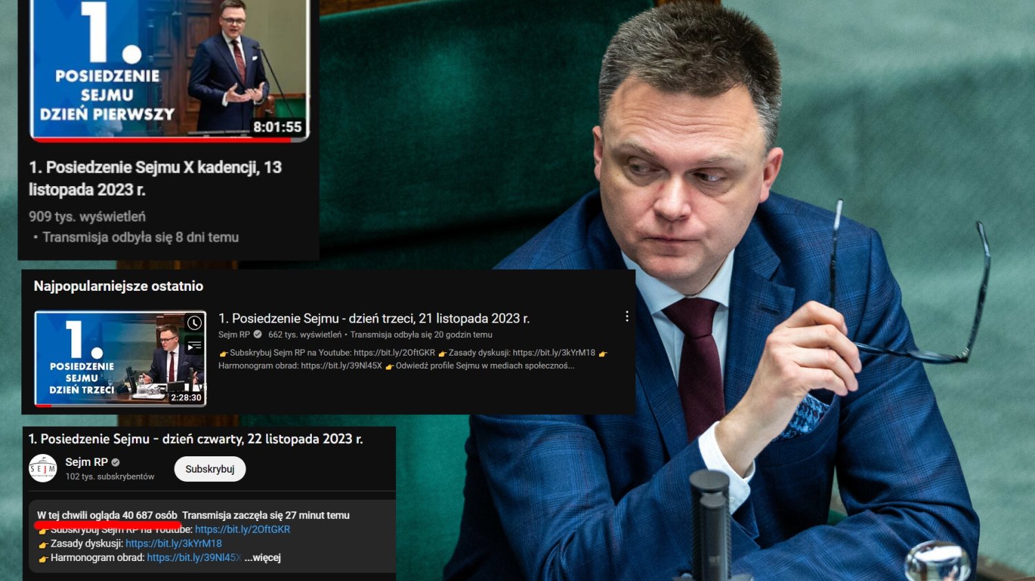 obrady sejmu youtube stream transmisja na żywo szymon hołownia