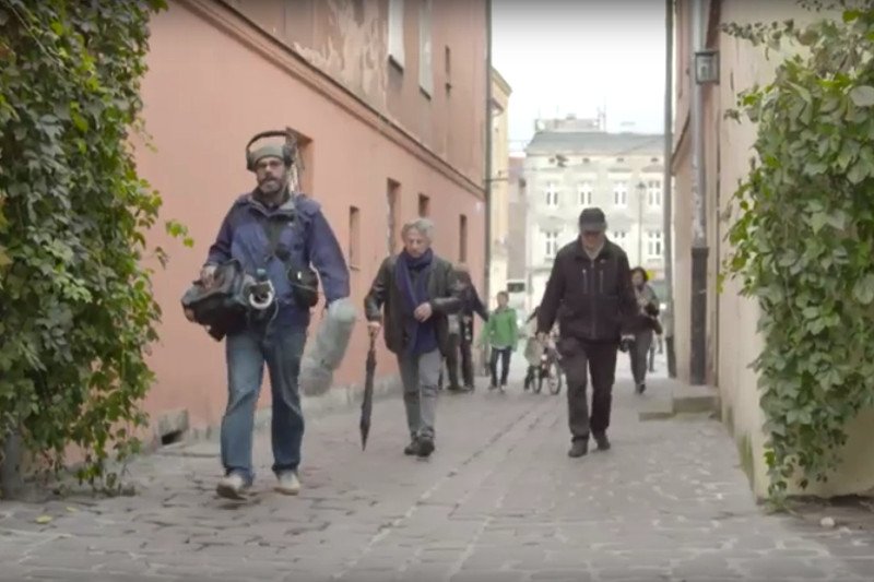 Roman Polański i Ryszard Horowitz na ulicach Krakowa.