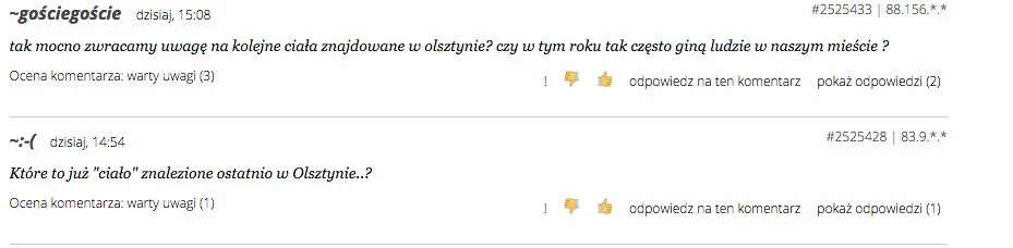 Komentarze internautów.