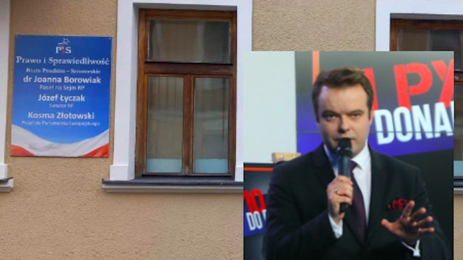 W siedzibie PiS we Włocławku wybito szybę. Bochenek obwinia za to Tuska.