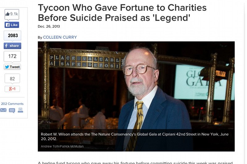 Amerykański milioner rozdał swoją fortunę i popełnił samobójstwo