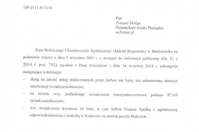 W KRUSie w Białymstoku nie mają uwag.