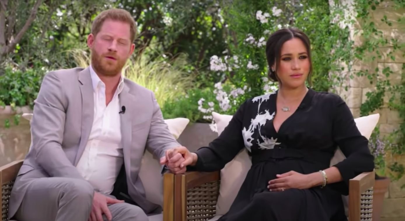 Kadr z materiału promocyjnego wywiadu Opry Winfrey z księciem Harrym i Meghan Markle