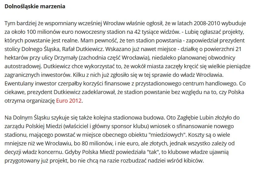 Stadion we Wrocławiu - pierwsze informacje na temat budowy