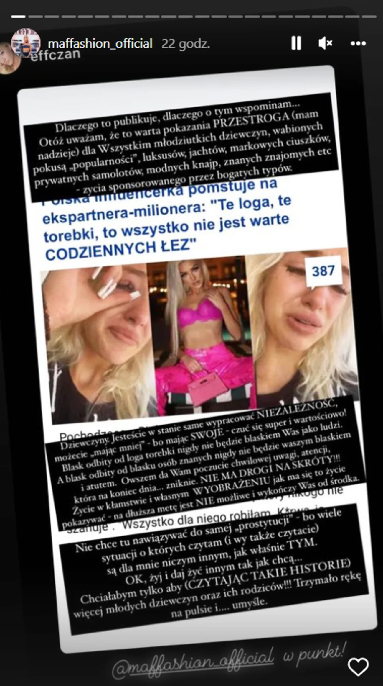 Maffashion wymownie podsumowała sprawę polskiej influencerki. "Przestroga"