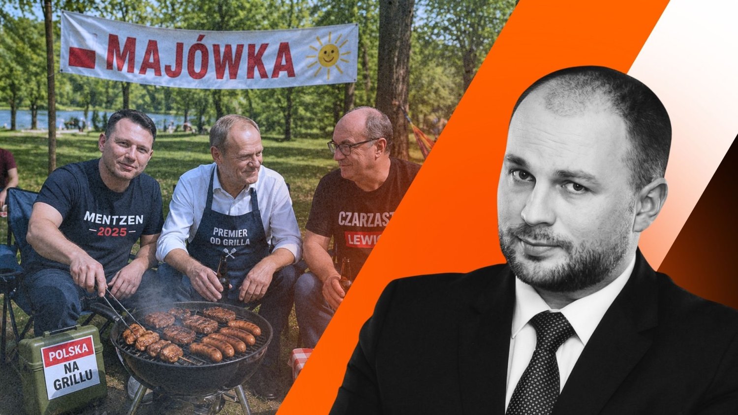 Mentzen, Tusk i Czarzasty przy grillu. Obok zdjęcie autora felietonu Jakuba Nocha z naTemat.pl