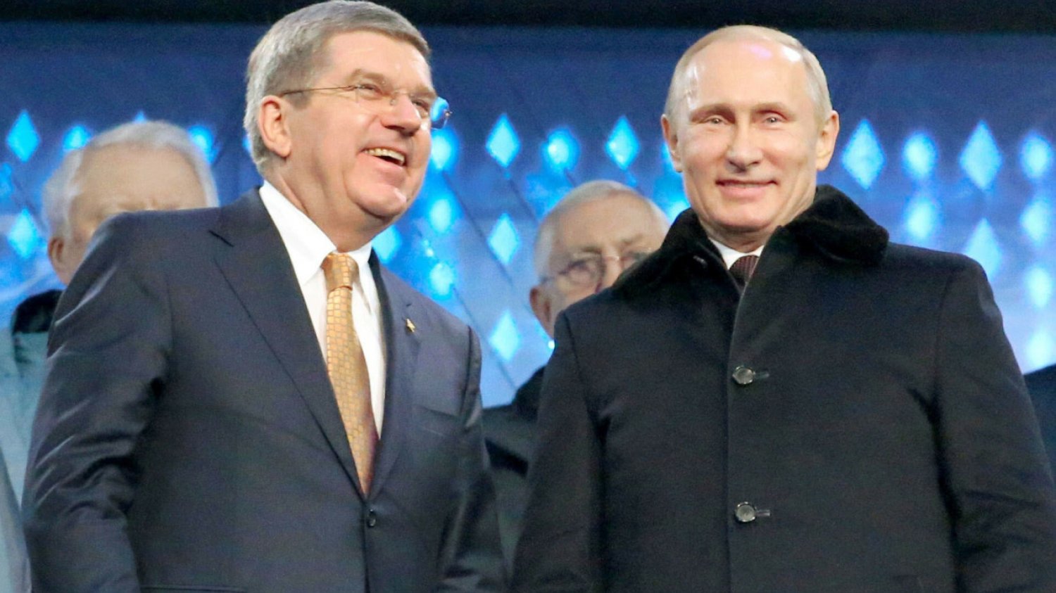 Prezes MKOl Thomas Bach razem z Władimirem Putinem podczas otwarcia zimowych igrzysk w Soczi, w 2014 roku.