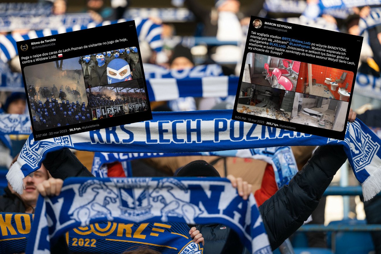 Sytuacja na sektorze gości w niedzielnym meczu Widzewa Łódź z Lechem Poznań, zdecydowanie była poza kontrolą.