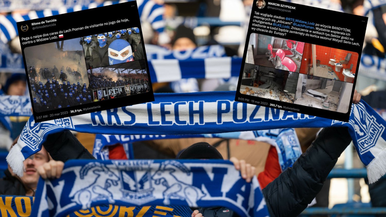 Sytuacja na sektorze gości w niedzielnym meczu Widzewa Łódź z Lechem Poznań, zdecydowanie była poza kontrolą.