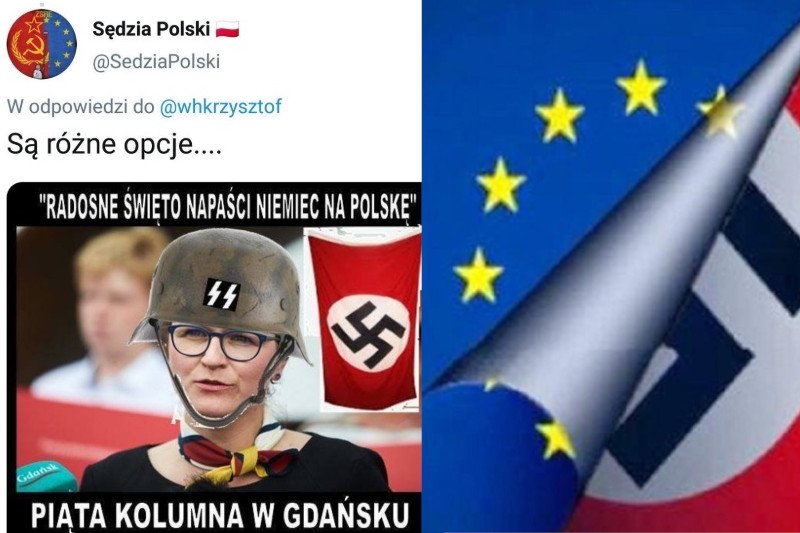 "SedziaPolski" to jeden z najbardziej rozpoznawalnych hejterów, uderzających w przeciwników PiS. Publikuje m.in. takie grafiki.