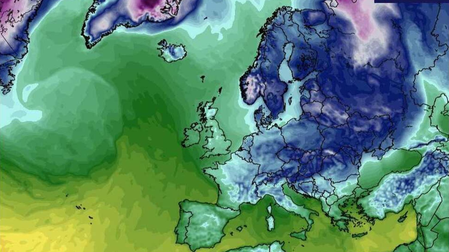 Takich dni tej zimy w Europie jeszcze nie było. Siarczysty mróz dotrze także do Polski. Na zdjęciu symulacja temperatury 19 lutego w nocy.