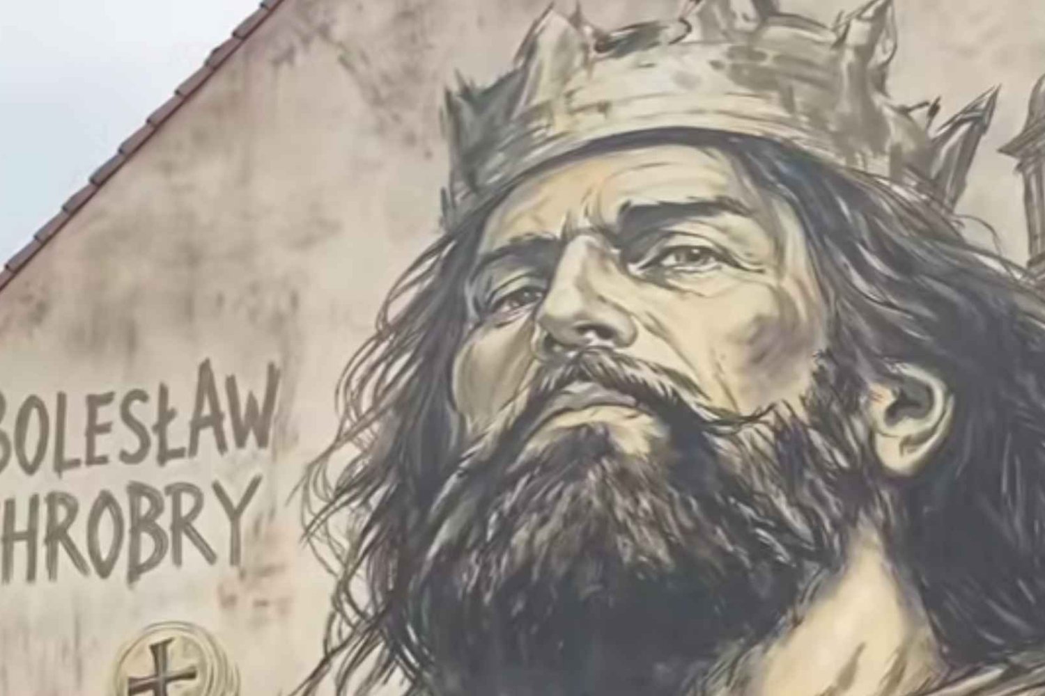 Bolesław Chrobry na muralu w Gnieźnie