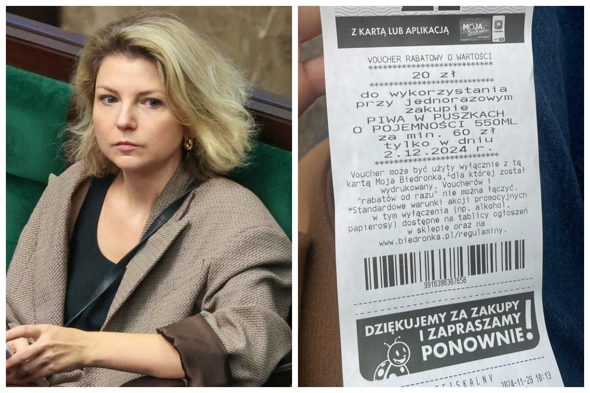 Kontrowersyjny paragon z Biedronki. Była na nim reklama piwa Posłanka Monika Rosa oburzona paragonem z Biedronki. O co chodzi?