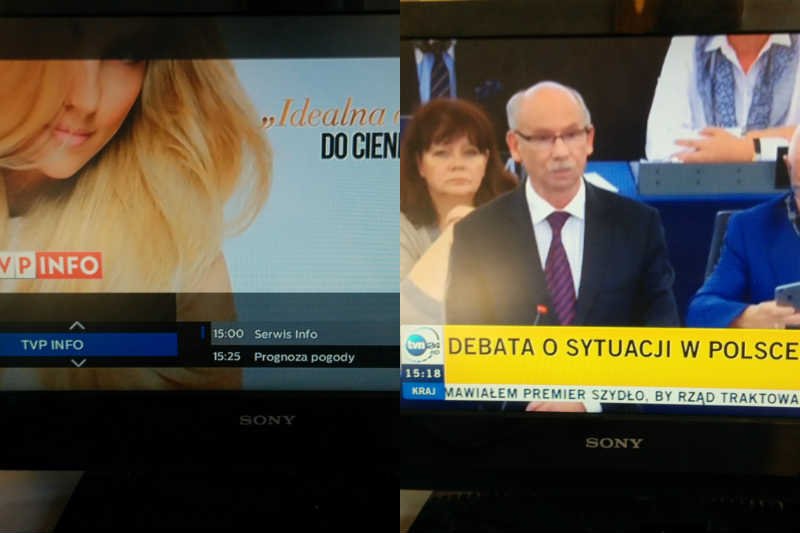 To widzieli widzowie TVP INFO i TVN24 podczas debaty o Polsce w Parlamencie Europejskim.