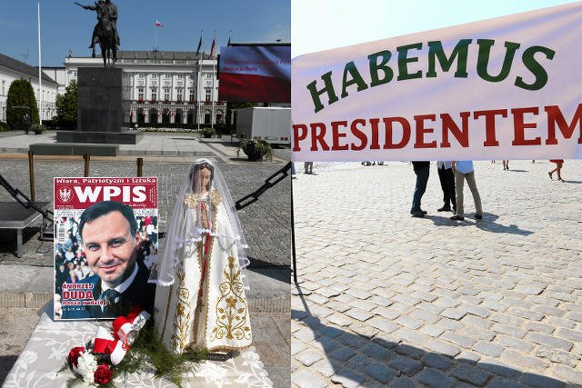 Habemus presidentem i podobizna Dudy pod krzyżem smoleńskim