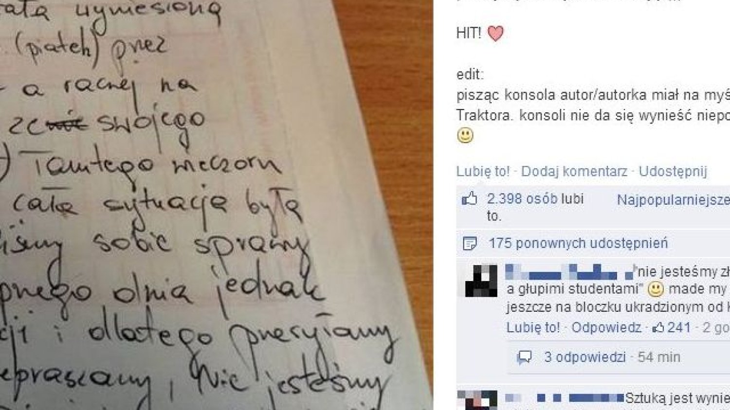 Polak potrafi! Akt studenckiej skruchy stał się hitem internetu.