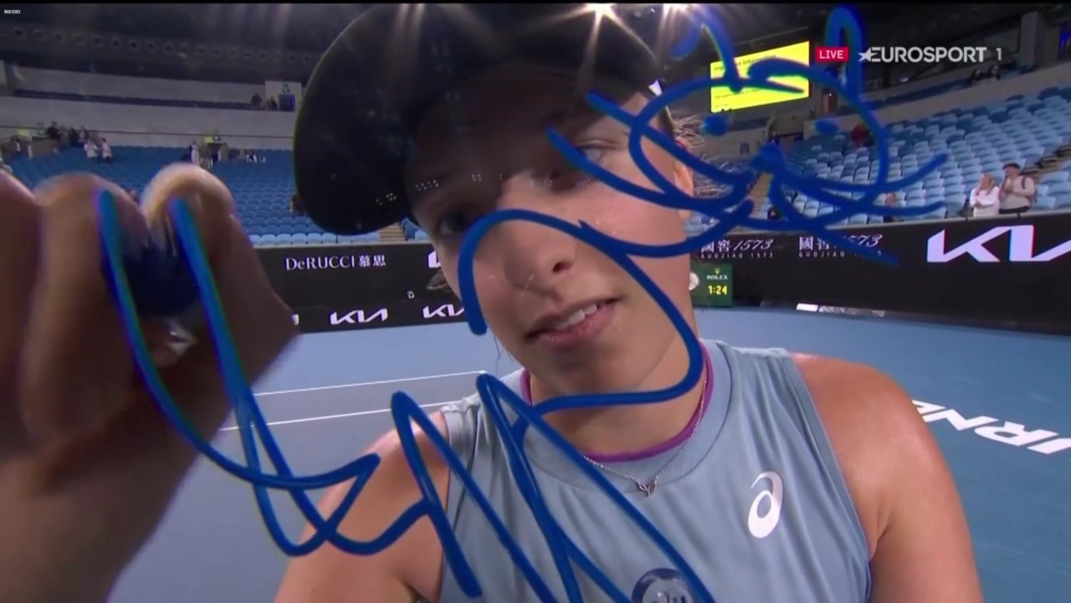 Iga Świątek i jej słynny kot, którym uraczyła fanów podczas Australian Open