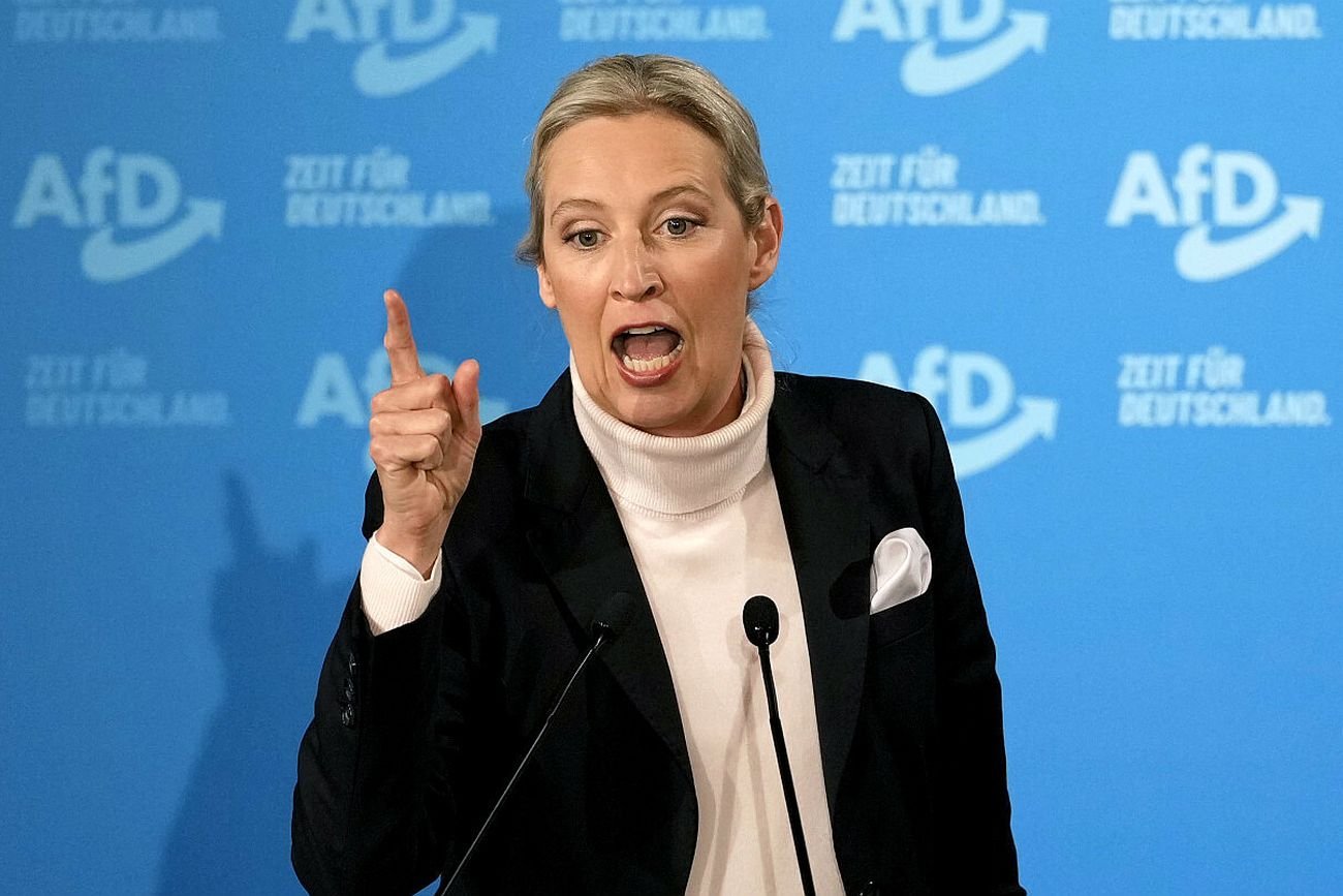 Alice Weidel, główna kandydatka Alternatywy dla Niemiec (AfD), podczas przemówienia wyborczego w Heidenheim w Niemczech