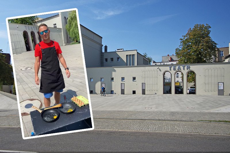 Radny z Gniezna usmażył jajecznicę na betonowym placu