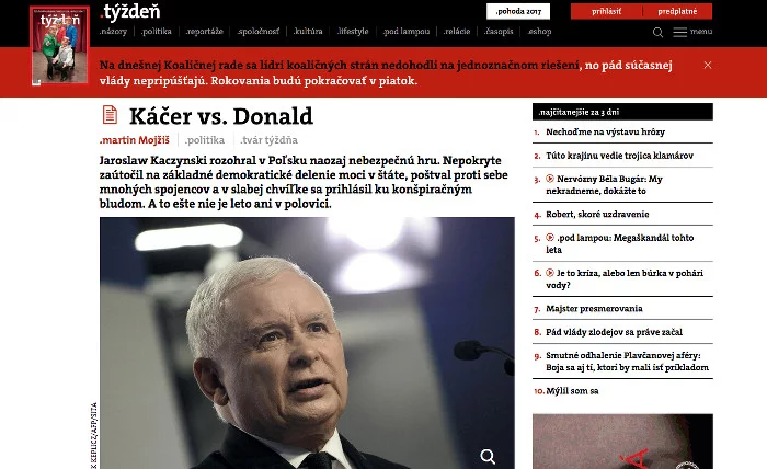 Niedawno słowacki tygodnik pisał o Jarosławie Kaczyńskim.