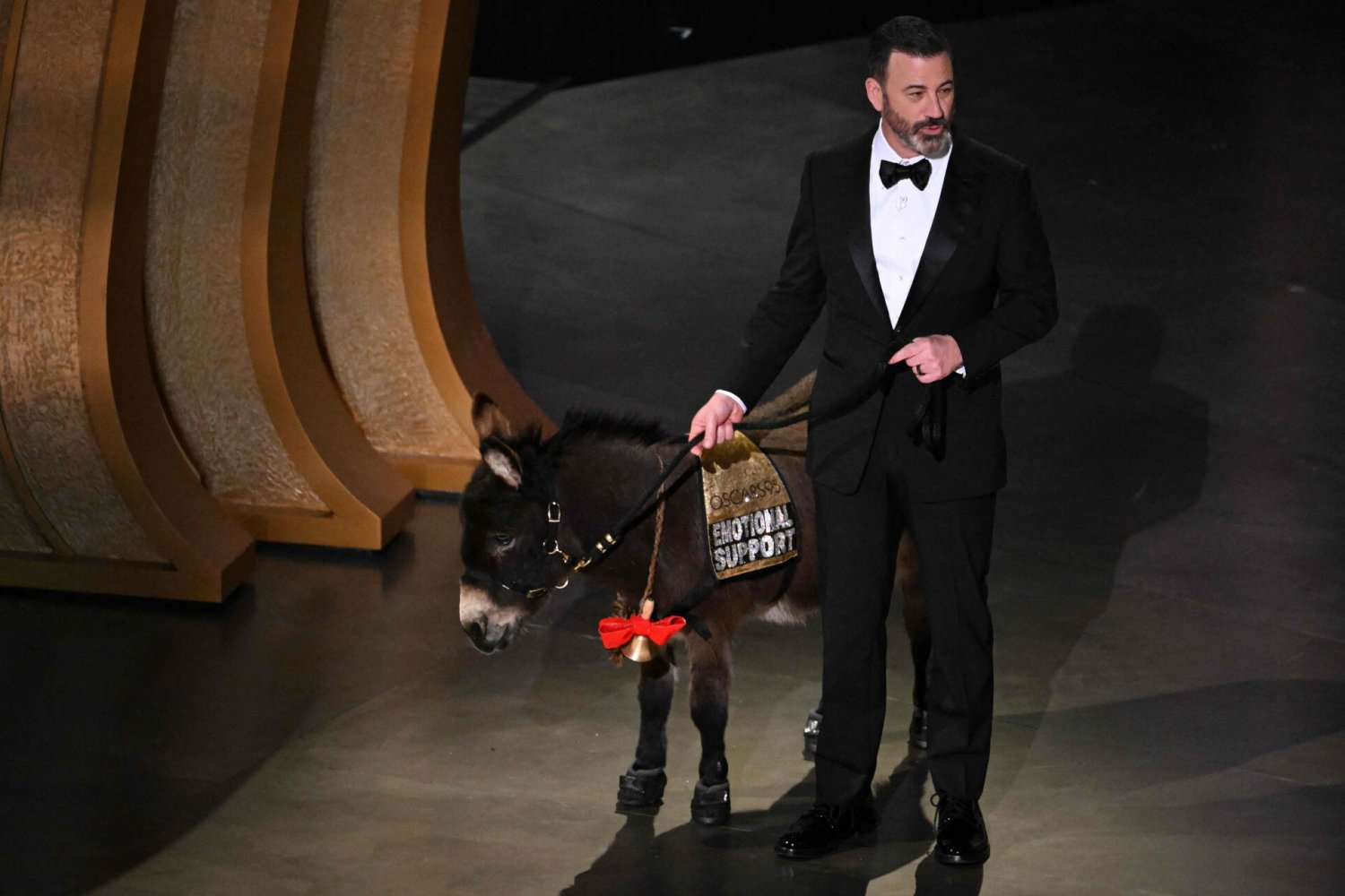 Jimmy Kimmel z osiołkiem na Oscarach 2023 Jimmy Kimmel z osiołkiem na Oscarach