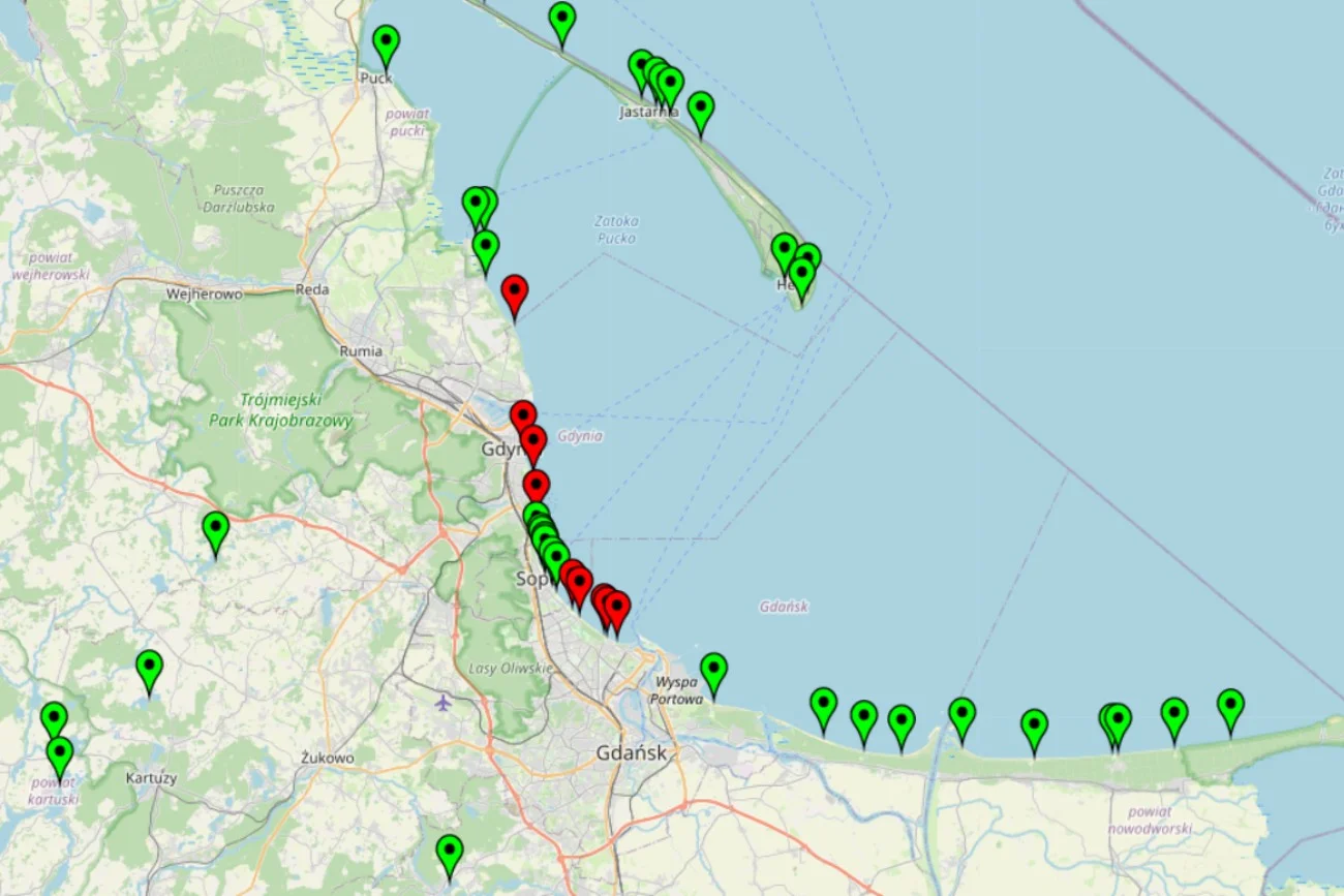 Te kąpieliska są zamknięte. Te kąpieliska są zamknięte. Sytuacja na godz. 12:00 10 lipca 2023 roku.