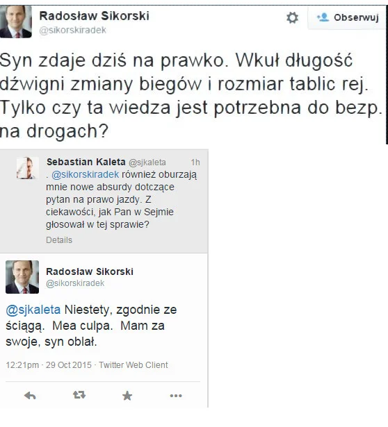 Radosław Sikorski narzeka na przepisy, za których wprowadzeniem sam głosował