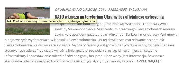 Według portalu wolna-polska.pl wojska NATO pomagają Ukrainie w rzezi mieszkańców Donbasu