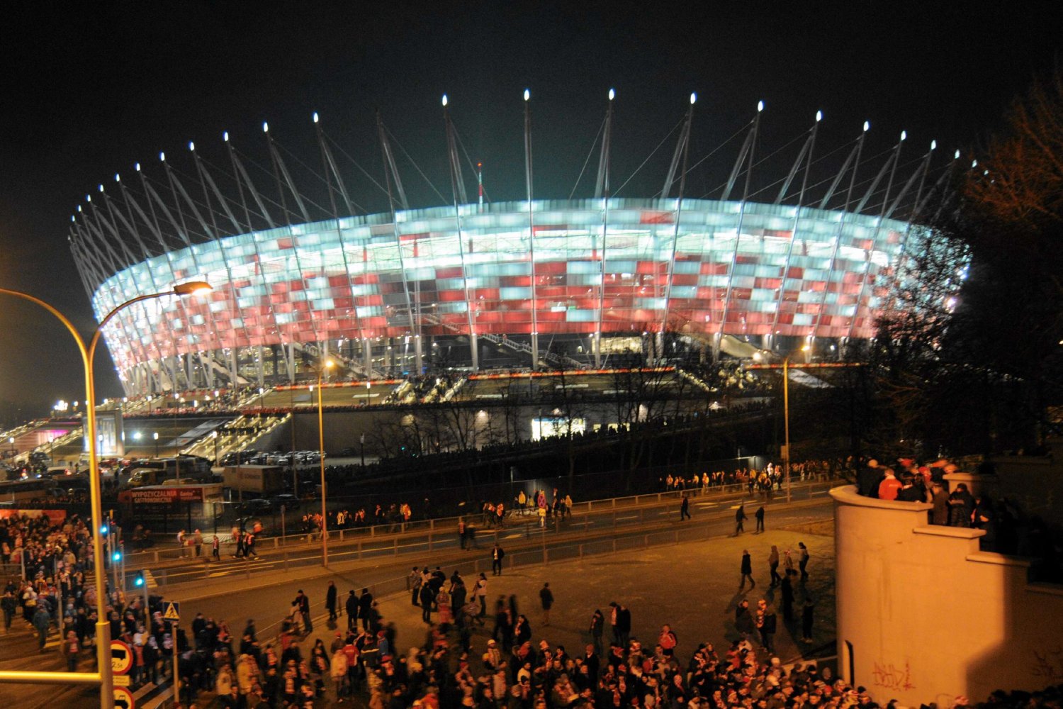 Stadion Narodowy podczas wielkiego otwarcia. Mecz Polska - Portugalia, 29.02.2012.