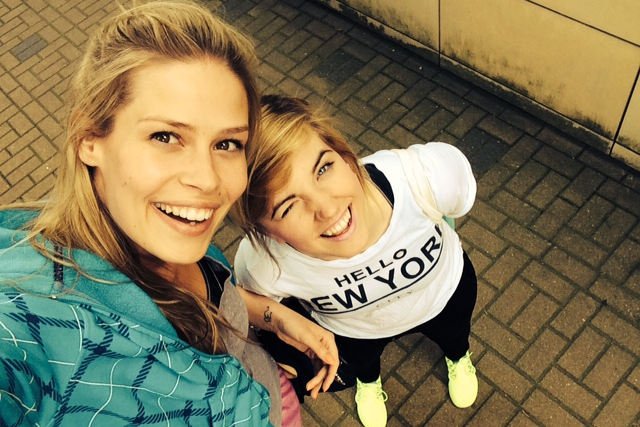 Ja z Anią w drodze na trening