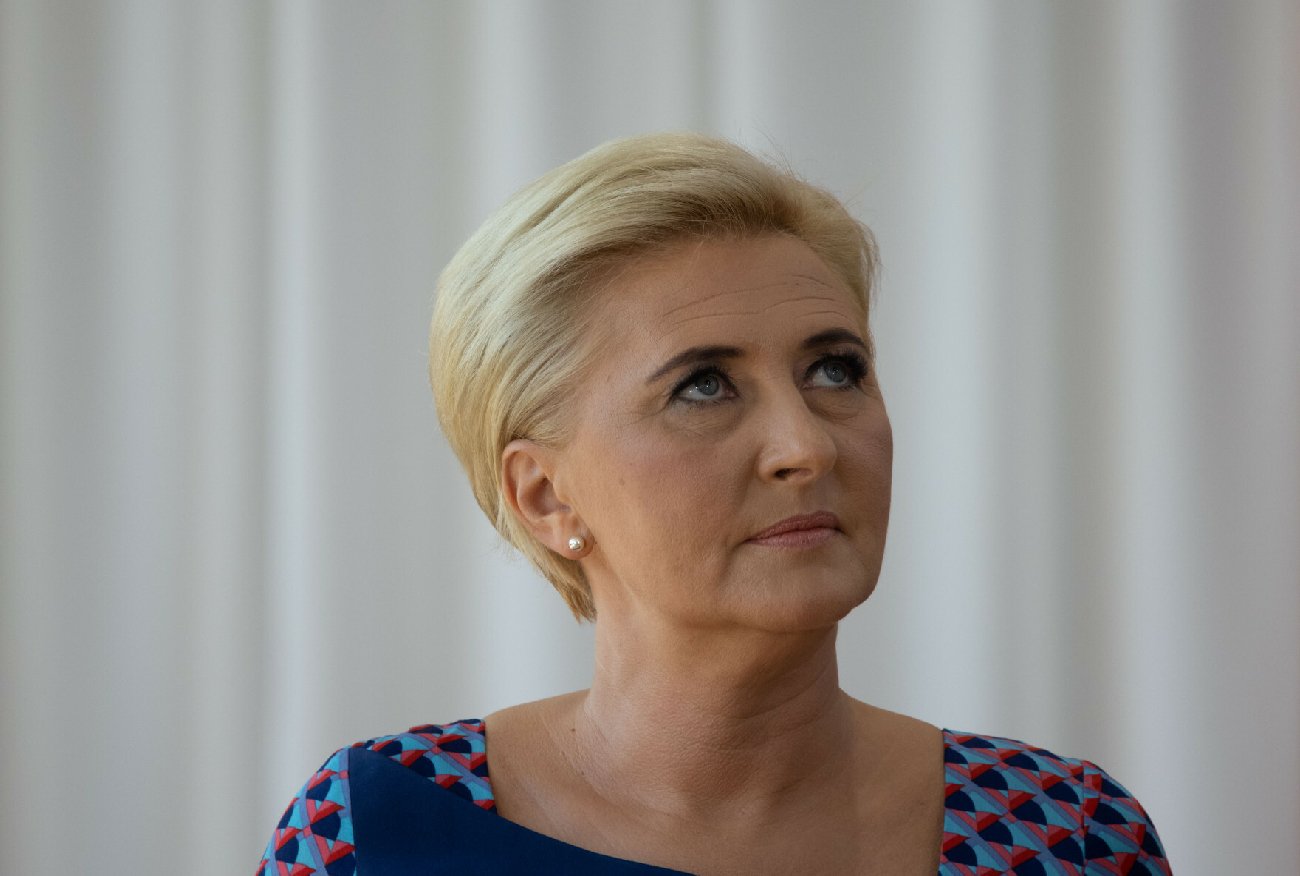 Agata Duda i Andrzej Duda po spotkaniu z Przemysławem Czarnkiem