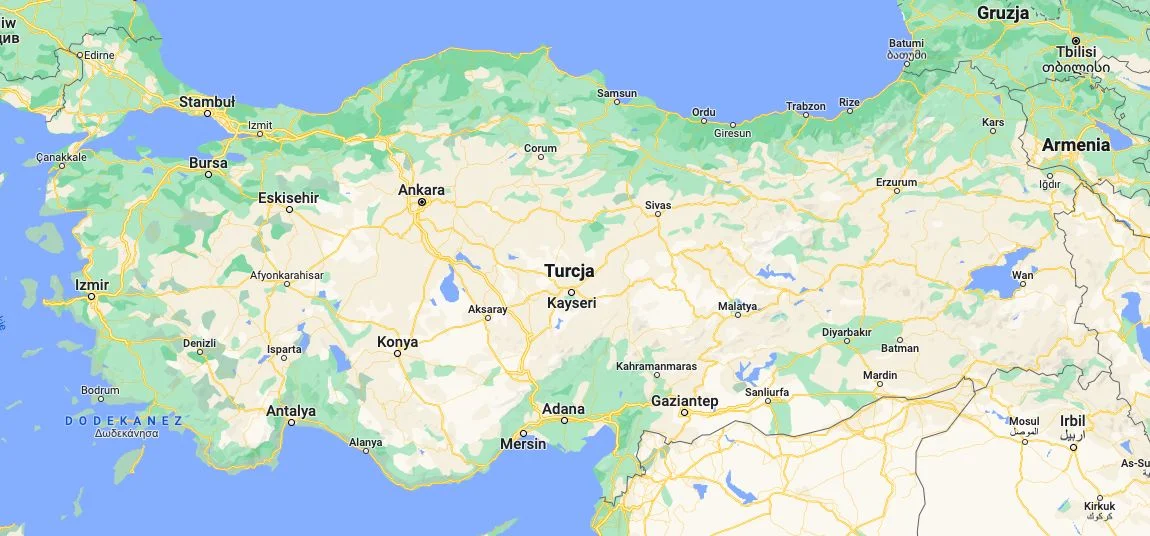 Mapa Turcji. 